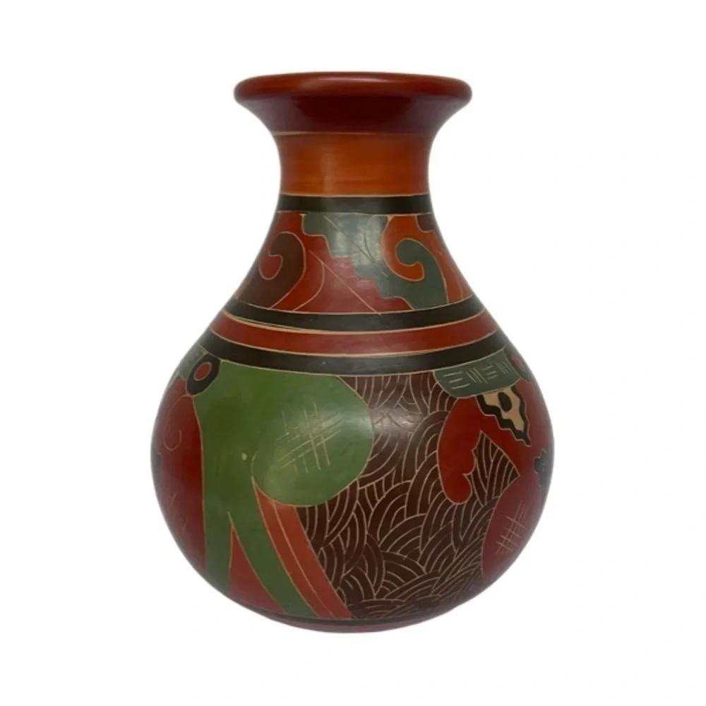Nicaraguan San Juan de Oriente Art Clay Pottery Clay Hand Painted. Circa 1980’s